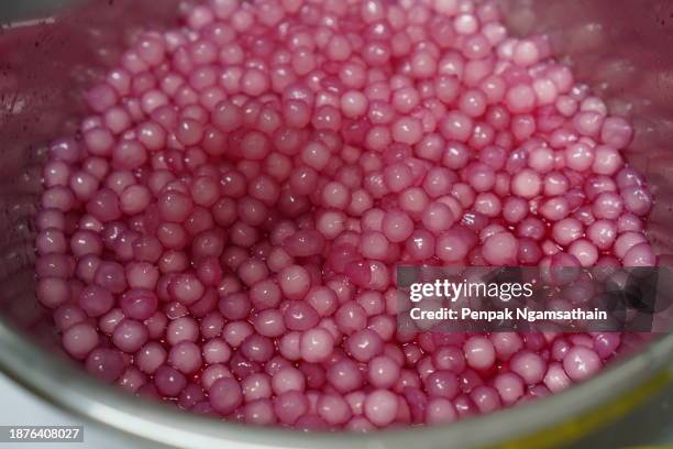 sago cycad with red sweet syrup bubble tea - sago drink stock pictures, royalty-free photos & images