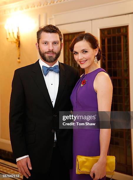 Victoria Pendleton of Great Britain poses for a picture with her husband Scott Gardner during the British Olympic Ball at The Dorchester on October...