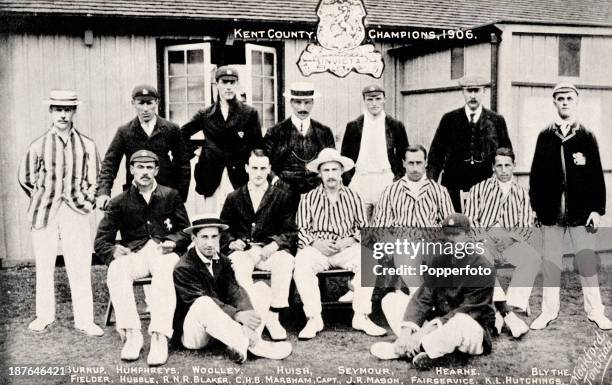 Kent county cricket team - the County Champions - circa August 1906. Back row : Cuthbert Burnup, Edward Humphreys, Frank Woolley, Fred Huish, James...