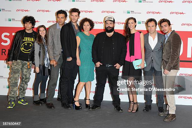 Actors Francesco Siciliano, Michael Schermi, actress Lidia Vitale and director Cosimo Alema with actors Marianna Di Martino, Massimiliano Gallo and...