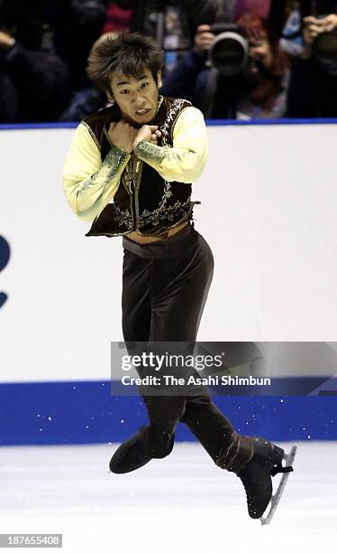 Nobunari Oda of Japan competes in the Men's Free Program during day two of the ISU Grand Prix of Figure Skating 2013/2014 NHK Trophy at Yoyogi...