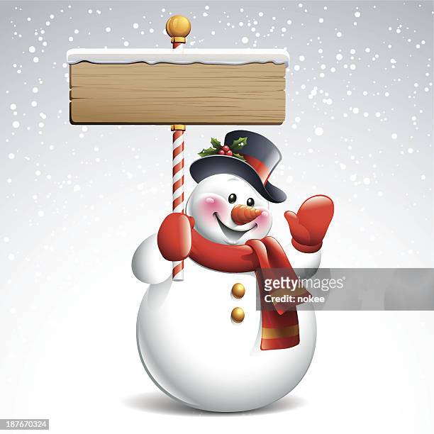 illustrations, cliparts, dessins animés et icônes de bonhomme de neige-panneau - bonhomme de neige