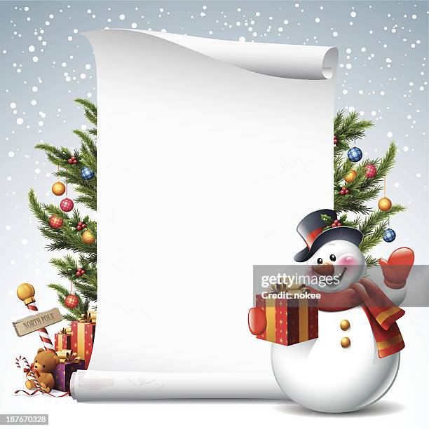 snowman - christmas scroll - christmas scroll stock illustrations