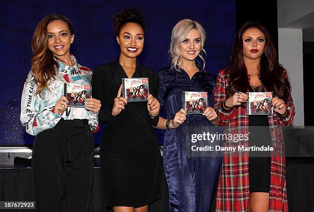 Jade Thirwall, Leigh-Anne, Perrie Edwards and Jesy Nelson of Little Mix meets fans and signs copies of their new album 'Salute' at HMV, Oxford Street...