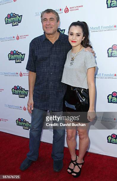 Of Ketchum Sounds and Family Day Chairman Marcus Peterzell and Singer Megan Nicole attends The T.J. Martell Foundation's Family Day LA at CBS Studios...