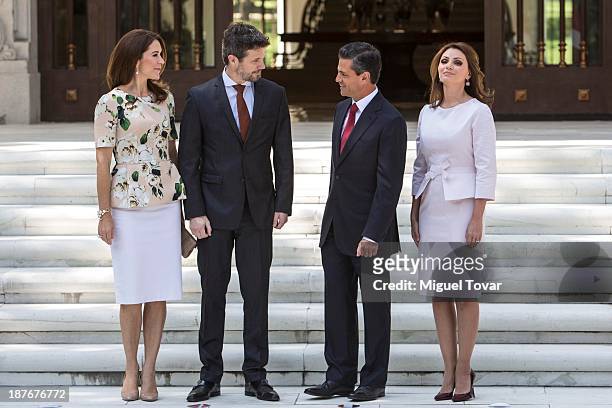 Mexican President Enrique Peña Nieto and his wife the mexican first lady Angelica Rivero receive Crown Princess Mary of Denmark and Frederik André...