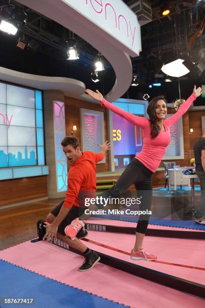 Bethenny Frankel hosts Cameron Mathison on "bethenny" and tries slacklining at CBS Broadcast Center on November 11, 2013 in New York City.