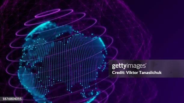 World map point and line composition concept of global business. 3D rendering. Global network connection.