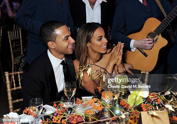 Marvin Humes and Rochelle Humes attend the BBC Children in Need Gala hosted by Gary Barlow at The Grosvenor House Hotel on November 11, 2013 in...