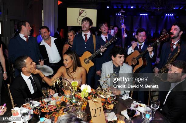 Marvin Humes, Rochelle Humes, Matt Richardson and Dermot O'Leary attend the BBC Children in Need Gala hosted by Gary Barlow at The Grosvenor House...