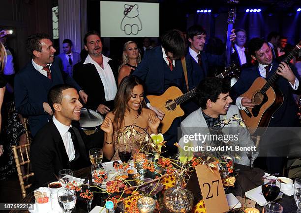 Marvin Humes, Rochelle Humes and Matt Richardson attend the BBC Children in Need Gala hosted by Gary Barlow at The Grosvenor House Hotel on November...