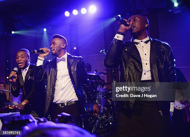 Hard Copy performing at Gary Barlow Hosts BBC Children In Need Gala at The Grosvenor House Hotel on November 11, 2013 in London, England.