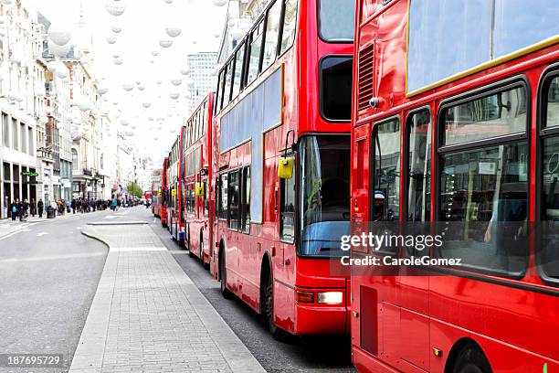 london bus traffic jam - london buses stock pictures, royalty-free photos & images