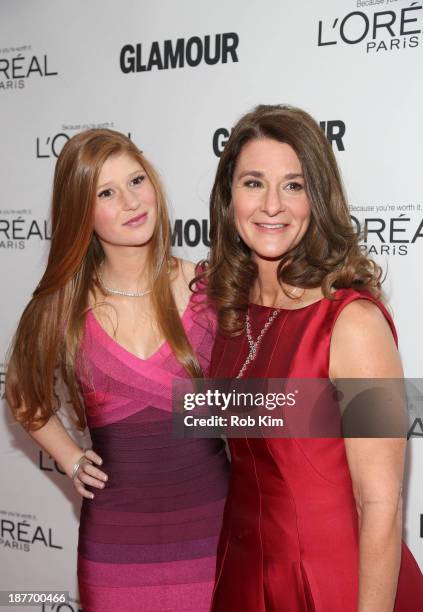 Melinda Gates and Phoebe Adele Gates attend the Glamour Magazine 23rd annual Women Of The Year gala on November 11, 2013 in New York, United States.