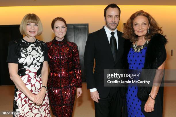 Editor-in-chief of American Vogue Anna Wintour, actress Julianne Moore, designer Tom Ford and designer Diane von Furstenberg attend CFDA and Vogue...
