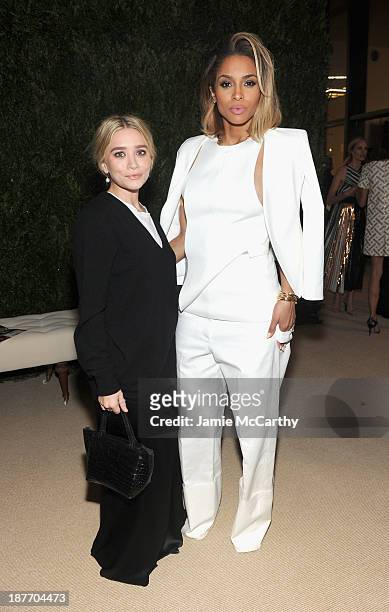 Actress Ashley Olsen and singer Ciara attend CFDA and Vogue 2013 Fashion Fund Finalists Celebration at Spring Studios on November 11, 2013 in New...