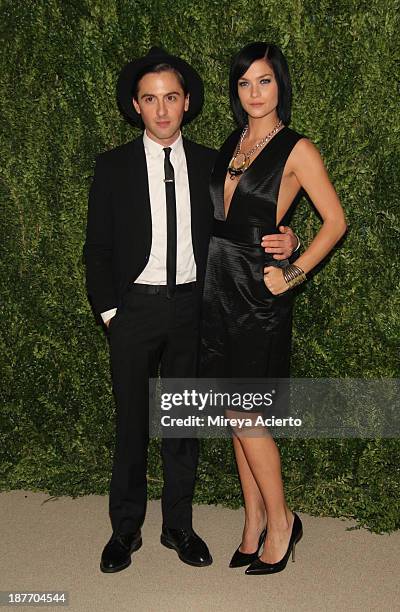 Designer Eddie Borgo and Leigh Lezark attend CFDA and Vogue 2013 Fashion Fund Finalists Celebration at Spring Studios on November 11, 2013 in New...