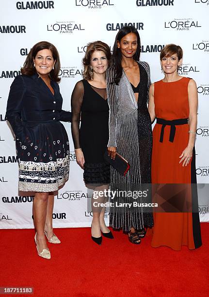 Vice president and publisher at Glamour Connie Anne Phillips, L'Oreal Paris President Karen Fondu, model Liya Kebede, and Glamour Editor-in-Chief...