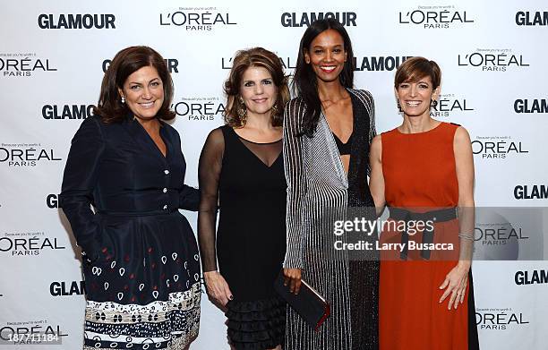 Vice president and publisher at Glamour Connie Anne Phillips, L'Oreal Paris President Karen Fondu, model Liya Kebede, and Glamour Editor-in-Chief...