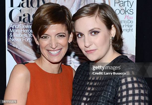 Cynthia Leive and Lena Dunham attend Glamour's 23rd annual Women of the Year awards on November 11, 2013 in New York City.