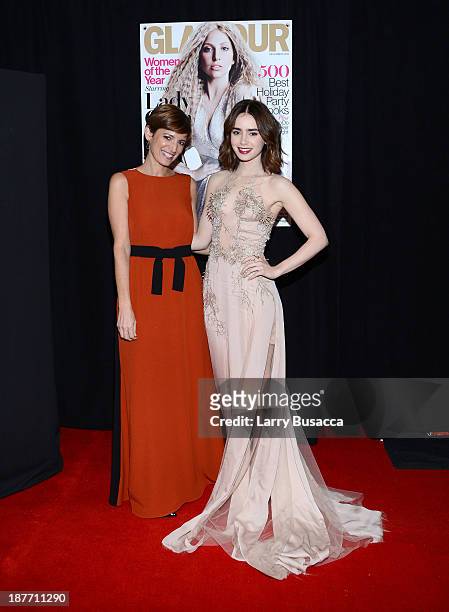 Cynthia Leive and Lily Collins attend Glamour's 23rd annual Women of the Year awards on November 11, 2013 in New York City.