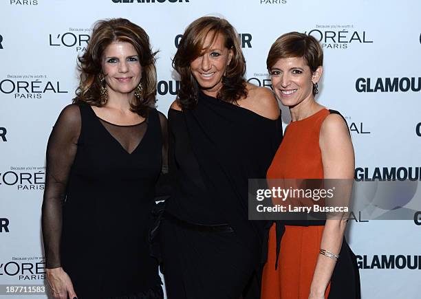 Oreal Paris President Karen Fondu, fashion designer Donna Karan and Glamour Editor-in-Chief Cindi Leive attend Glamour's 23rd annual Women of the...