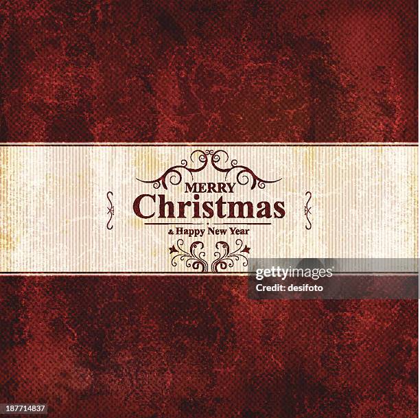 christmas and new year label greetings - maroon swirl stock illustrations