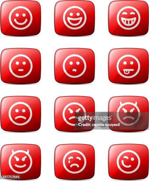 facial expressions - smiley face button stock illustrations