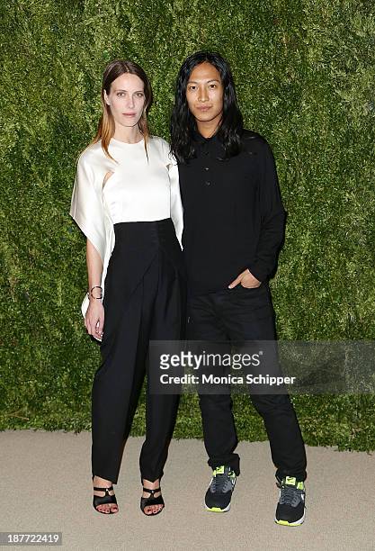 Victoria Traina Snow and Alexander Wang attend CFDA and Vogue 2013 Fashion Fund Finalists Celebration at Spring Studios on November 11, 2013 in New...