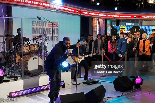 Samuel Peikert of the US Coast Guard proposes live with the help of Jason Derulo on "Good Morning America," 11/11/13, airing on the Walt Disney...