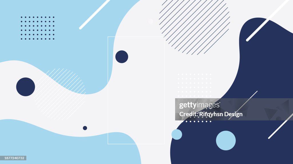 Abstract blue and white gradient wave overlap layer background with geometric shape element and blank space design