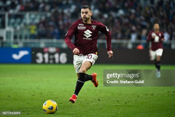 Nemanja Radonjic of Torino FC in action during the Serie A TIM match between Torino FC and Udinese Calcio at Stadio Olimpico di Torino on December...