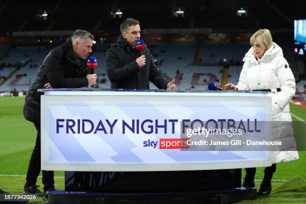 The Sky Sports 'Friday Night Football' panel during the Premier League match between Aston Villa and Sheffield United at Villa Park on December 22,...