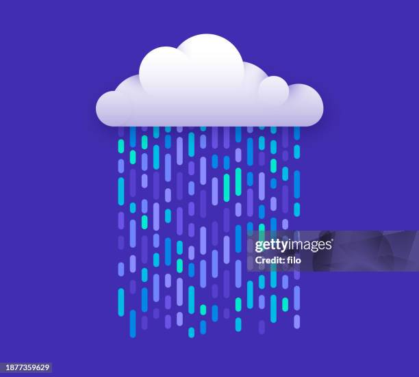 digital data rain cloud - storm cloud stock illustrations