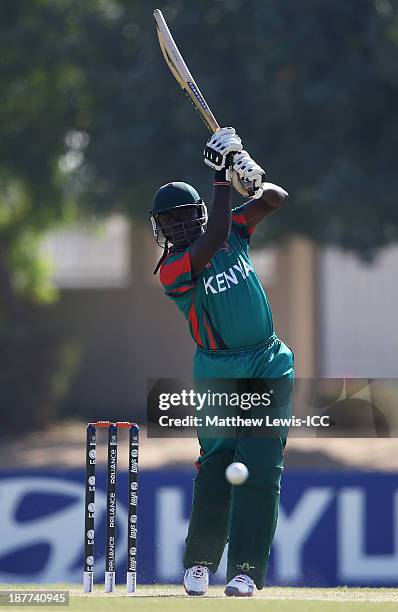 Steve Tikolo of Kenya in action during the warm-up game between Kenya and Namibia ahead of the ICC World Twenty20 Qualifier at the ICC Academy on...