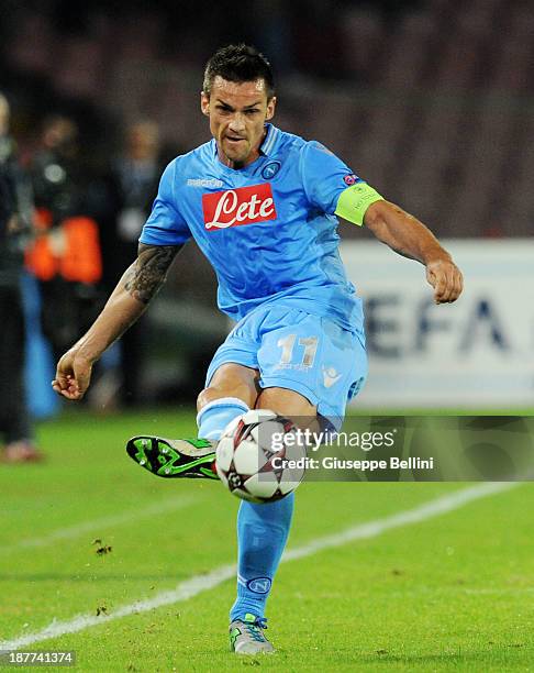 Christian Maggio of Napoli in action during the UEFA Champions League Group F match between SSC Napoli and Olympique de Marseille at Stadio San Paolo...