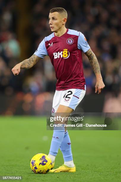 Lucas Digne of Aston Villa during the Premier League match between Aston Villa and Sheffield United at Villa Park on December 22, 2023 in Birmingham,...