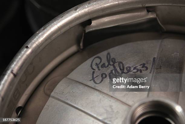 Keg of Pale Ale is seen at Heidenpeters brewery on November 12, 2013 in Berlin, Germany. In a country known for centuries for its beer, several...