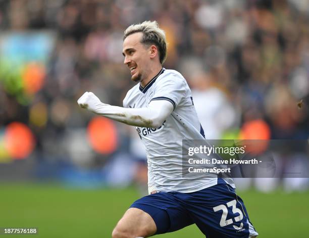 Preston North End's Liam Millar during the Sky Bet Championship match between Preston North End and Leeds United at Deepdale on December 26, 2023 in...