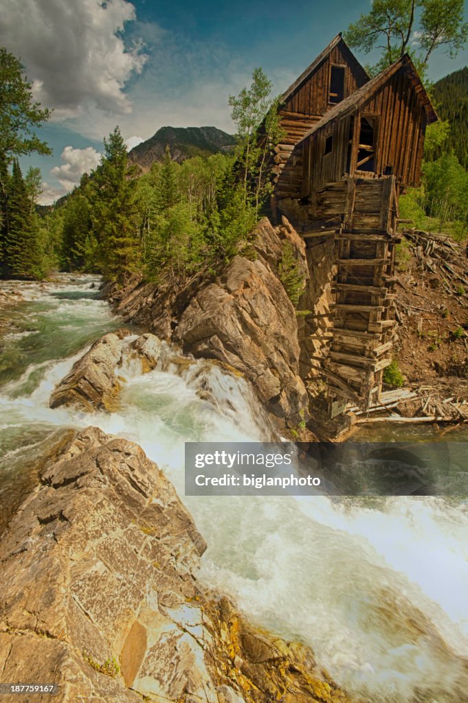 Old Crystal Mill on the river in Colorado