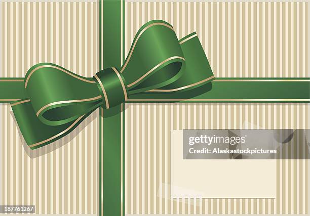 greenbow on wrappingpaper (with adresslabel). - geschenkband stock illustrations