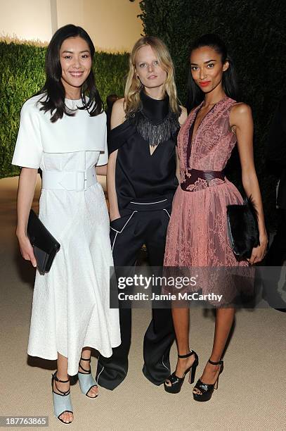 Models Liu Wen, Hanne Gaby Odiele and Anais Mali attend CFDA and Vogue 2013 Fashion Fund Finalists Celebration at Spring Studios on November 11, 2013...