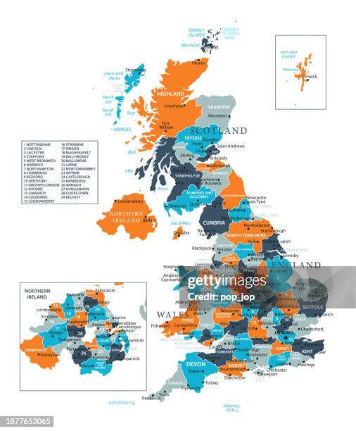 united kingdom map. color vector map of the united kingdom - england scotland wales map stock illustrations