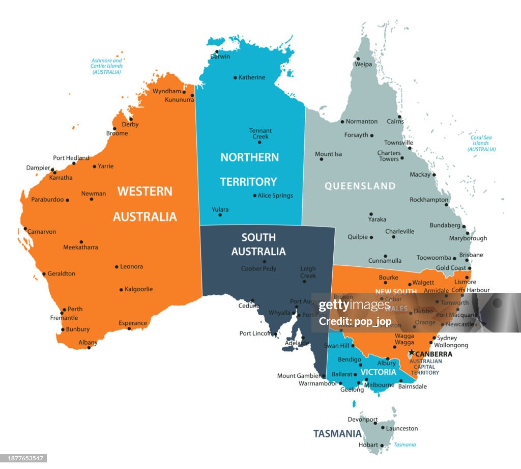 Australia Map. Vector Color Map of Australia