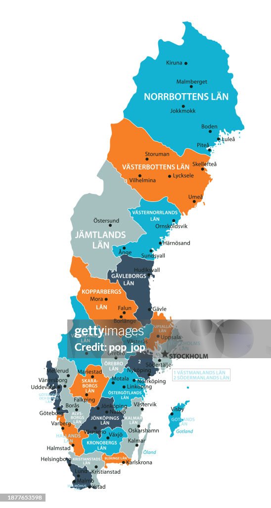 Sweden Map. Vector colored map of Sweden