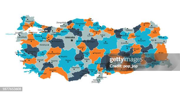 turkey map. vector colored map of turkey - turkey country map stock illustrations