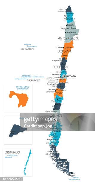 chile map. vector colored map of chile - chile stock illustrations