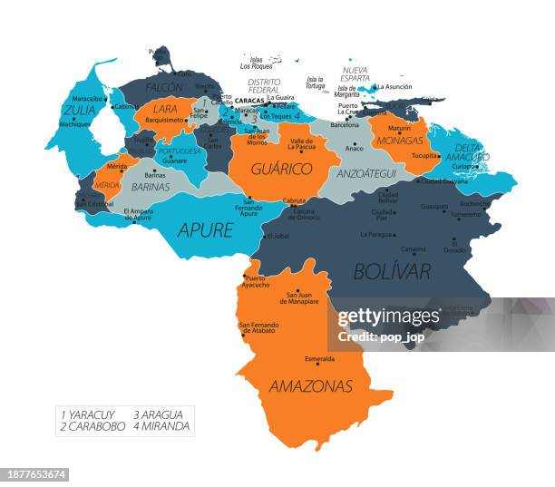 venezuela map. vector colored map of venezuela - venezuelan culture stock illustrations