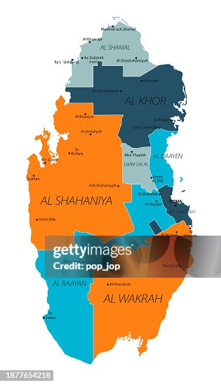 Mappa Del Qatar Mappa Vettoriale A Colori Del Qatar Illustrazione stock ...