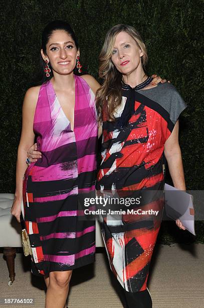 Arden Wohl and designer Victoria Bartlett attend CFDA and Vogue 2013 Fashion Fund Finalists Celebration at Spring Studios on November 11, 2013 in New...